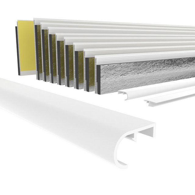 Bild von Hexim Rollladenkastendämmung, (Rollladenkastendämmung PVC Rollladentraverse zum Einführen von Rollladen in Führungsschienen, Länge 1000 - 2000mm, Breite: 42mm, Abrollprofil Ablaufprofil Führungsschiene Fenster Altbau Renovieren (1,4 Meter)