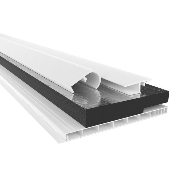 Bild von Hexim Rollladenkastendämmung, (Rollladenkastendämmung PVC Revisionsklappe Komplettset, Rollladenkastendeckel, Aufnahmeprofil & Rollladentraverse, Länge: 1000 - 2000mm, Breite: 120 - 320mm, Deckel Gehäuse Klappe (140mm x 2 Meter)
