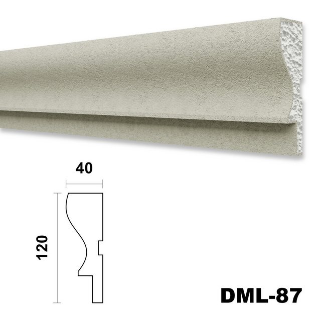 Bild von Hexim Stuckleiste DML-87, Maxi-Sparpaket, Fassadenprofile Gesimsprofile Aussenfassade Fassadenstuck Fassadenelemente Fassade verkleiden - (DML-87, 40 x 120 mm, 32 Meter / 16 Profile) Außenstuck