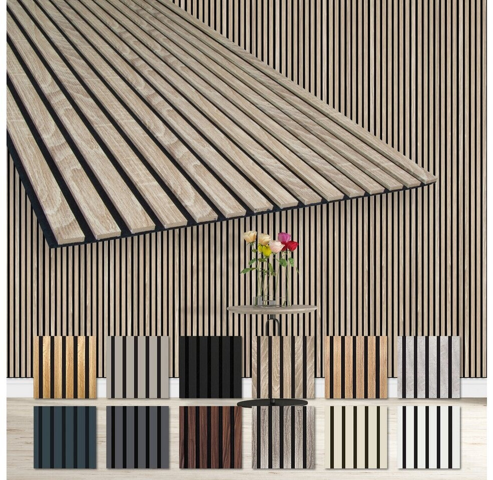 Bild von Hexim Wanddekoobjekt AP06 (Akustikpaneele 278x60cm - flexible Lamellenwand Holz MDF Wandpaneele Lamellenverkleidung Wandverkleidung Innendekoration schalldämmend (2 Paneele / 3,34 m² Sonoma Oak - AP06)