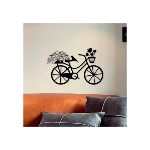 Bild von WoodFriends Wandbild Damenfahrrad mit Blumen – Holzschild für die Wand