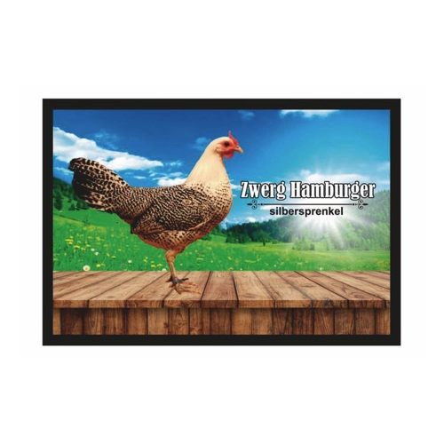 Bild von Ladreas Fußmatte Schmutzfangmatte Hühner Zwerg Hamburger silbersprenkel F1347, 60x40