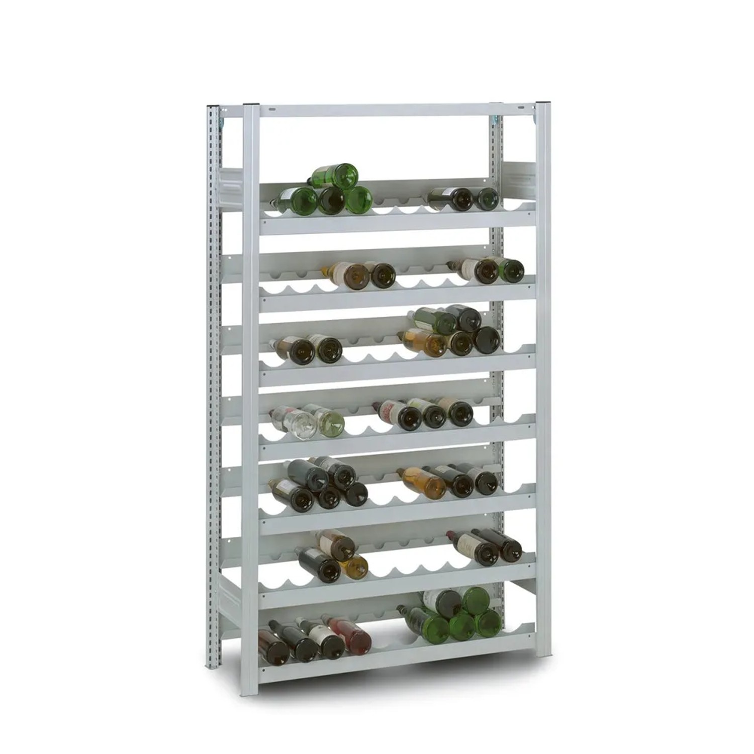Bild von PROREGAL Weinregal Stecksystem T-Profil Grundregal HxBxT 175 x 100 x 30 cm Fachlast 35 kg 7 Ebenene Für 133 Flaschen Lichtgrau