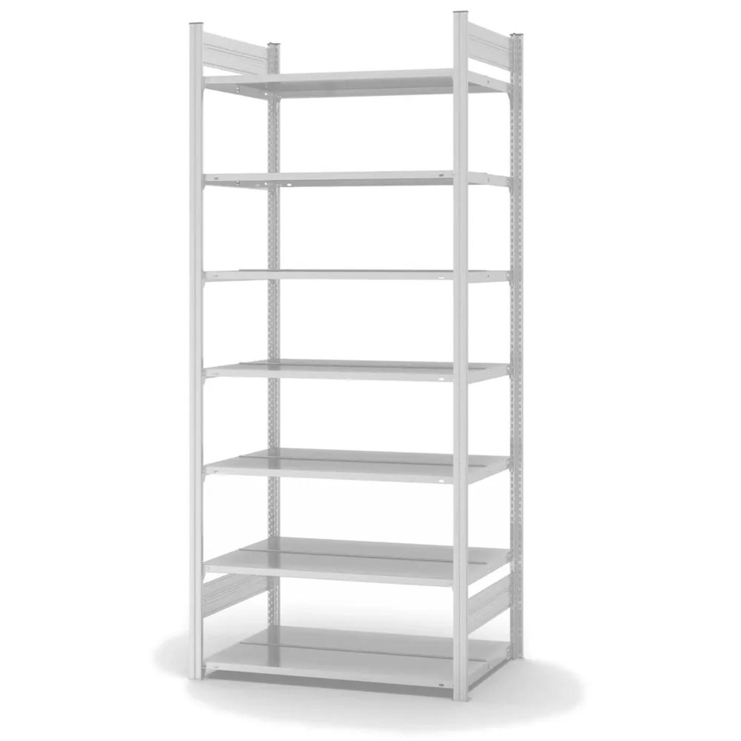 Bild von PROREGAL Aktenregal Stecksystem T-Profil Grundregal HxBxT 235 x 100 x 60 cm 7 Ebenen Fachlast 90 kg Beidseitig Nutzbar Lichtgrau