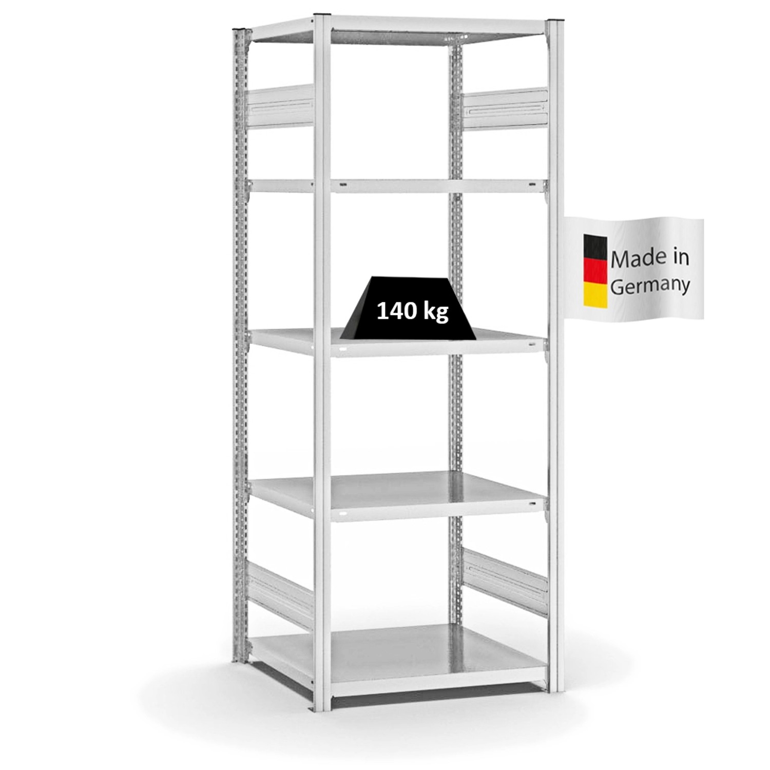 Bild von PROREGAL Fachbodenregal Stecksystem T-Profil Light-Duty Grundregal HxBxT 200 x 75 x 60 cm 5 Ebenen Fachlast 140 kg Beidseitig Nutzbar Lichtgrau