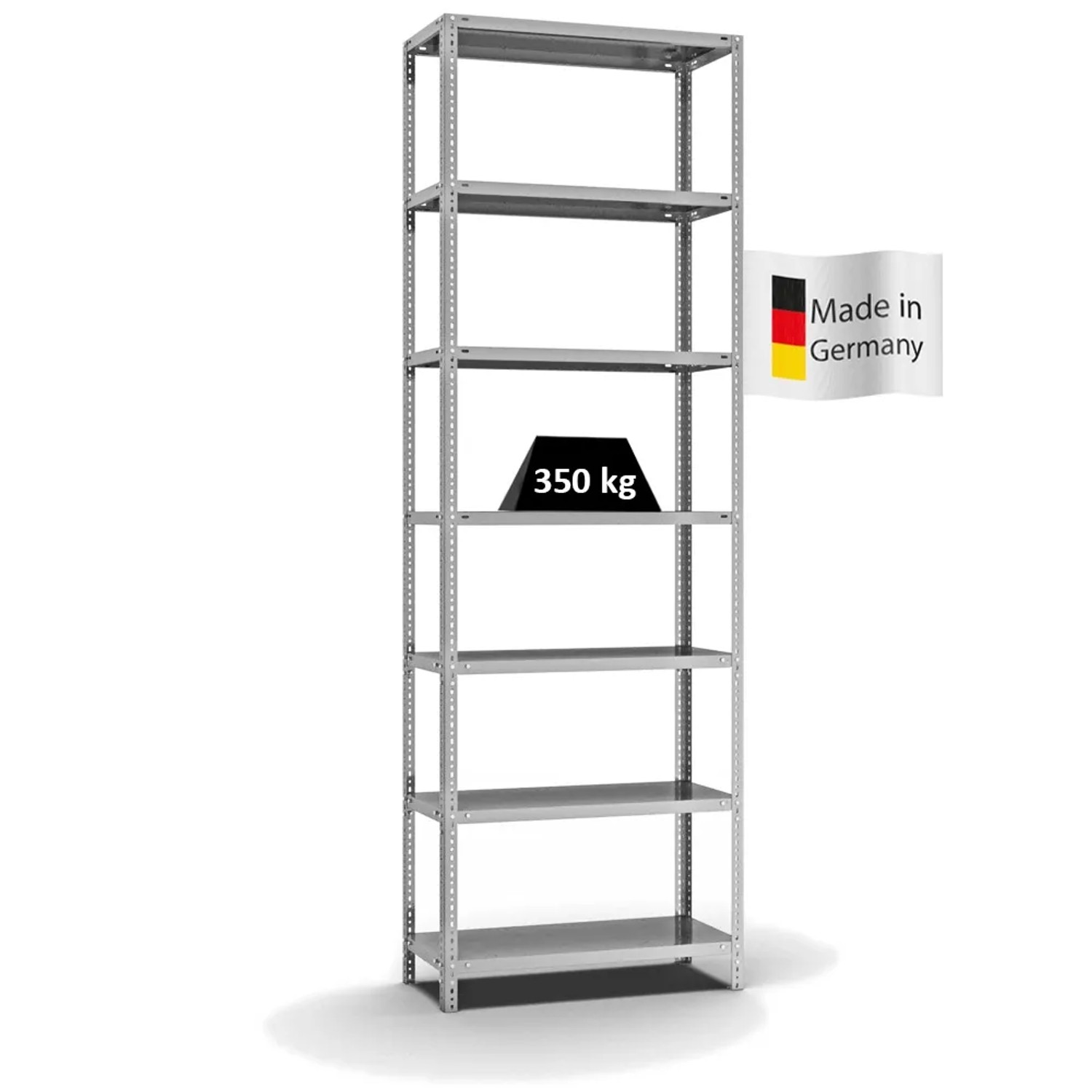 Bild von PROREGAL Fachbodenregal Schraubsystem Heavy-Duty Grundregal HxBxT 300 x 100 x 40 cm 7 Ebenen Fachlast 350 kg Beidseitig Nutzbar Verzinkt