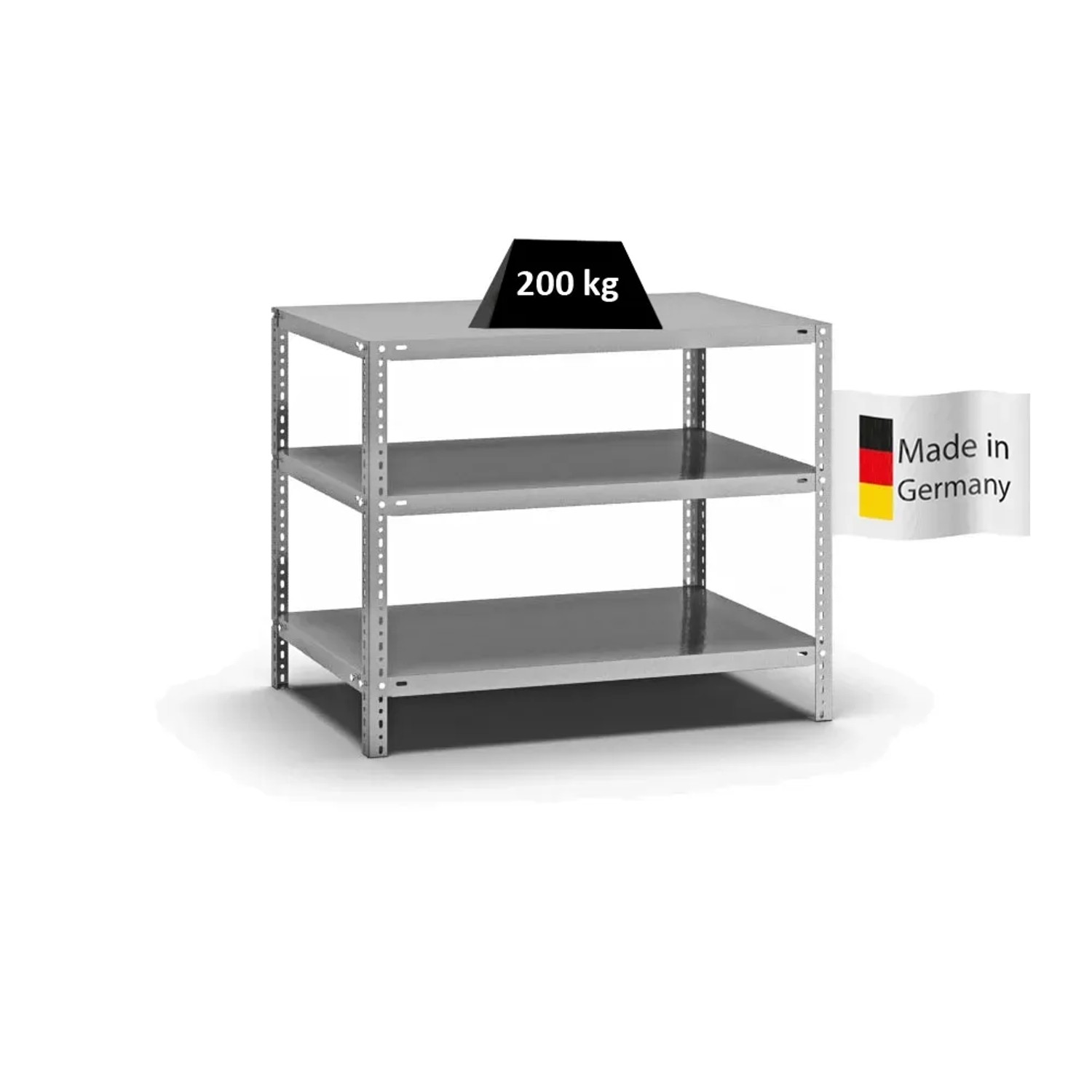 Bild von PROREGAL Fachbodenregal Schraubsystem Medium-Duty Grundregal HxBxT 80 x 100 x 60 cm 3 Ebenen Fachlast 200 kg Beidseitig Nutzbar Verzinkt
