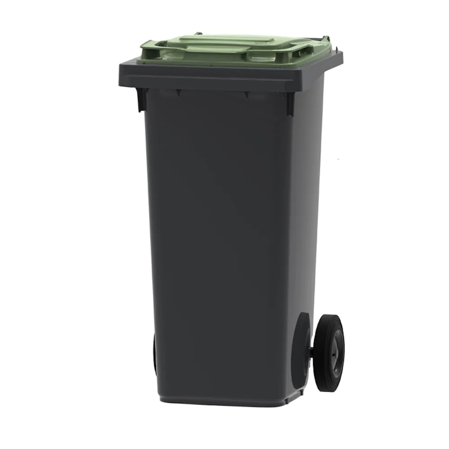 Bild von PROREGAL Premium 2 Rad Mülltonne Müllgroßbehälter 120 Liter HxBxT 97,4 x 47,9 x 55,5 cm & Kunststoff Grau Deckel Grün
