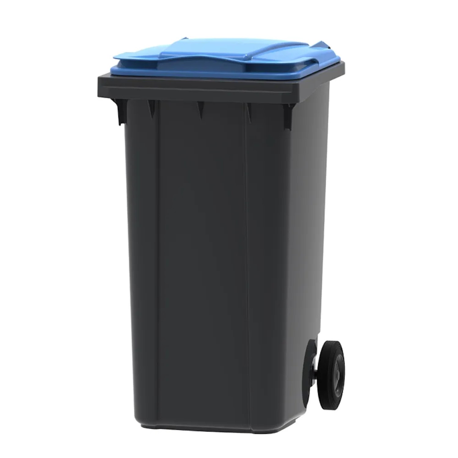 Bild von PROREGAL Premium 2 Rad Mülltonne Müllgroßbehälter 240 Liter HxBxT 107,9 x 58,3 x 73,7 cm & Kunststoff Grau Deckel Blau