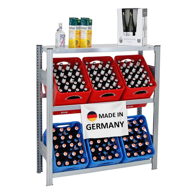 Bild von PROREGAL Getränkekistenregal Getränkeregal Chiemsee Made in Germany HxBxT 115 x 106 x 34 cm 6 Kisten auf 2 Ebenen & Board Verzinkt