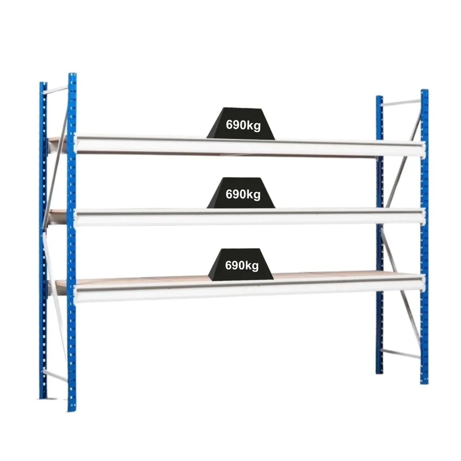 Bild von PROREGAL Weitspannregal Maximus Pro Grundregal HxBxT 200 x 200 x 120 cm 4 Ebenen Spanplatten Fachboden Fachlast 690 kg Lichtblau & Lichtgrau