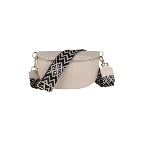 Bild von MIRROSI Bauchtasche mit GOLDENER Reißverschluss Damen - Echtleder aus Italien