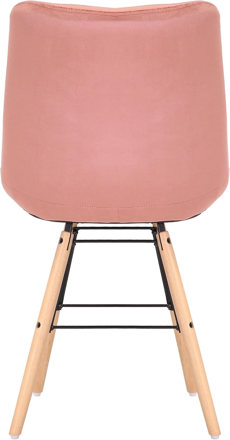 Bild von CLP 2er Set Stühle Leni Samt I Polsterstühle Mit Gestepptem Sitz Und Samtbezug I Lehnstühle Mit Einem Gestell Aus Holz Und Metall, Farbe:pink
