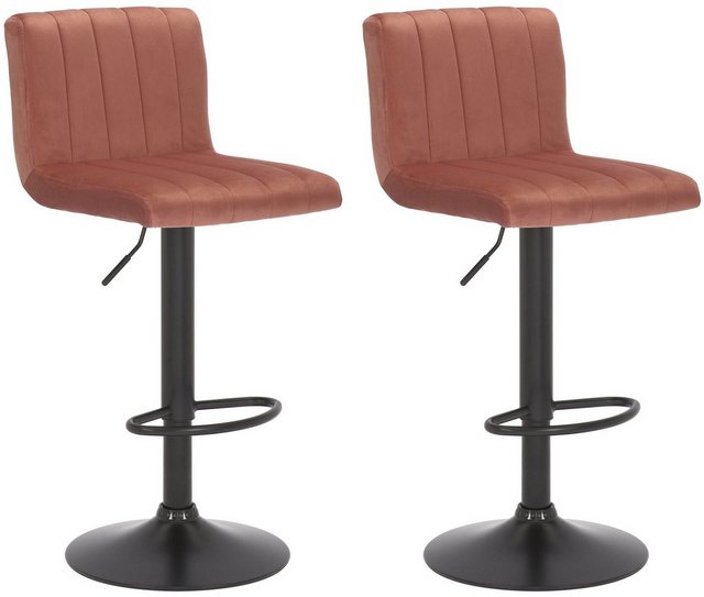 Bild von CLP 2er Set Barhocker Jamie I Gepolsterte Barstühle mit Samt-Bezug I Höhenverstellbare und drehbare Tresenhocker mit Rückenlehnen