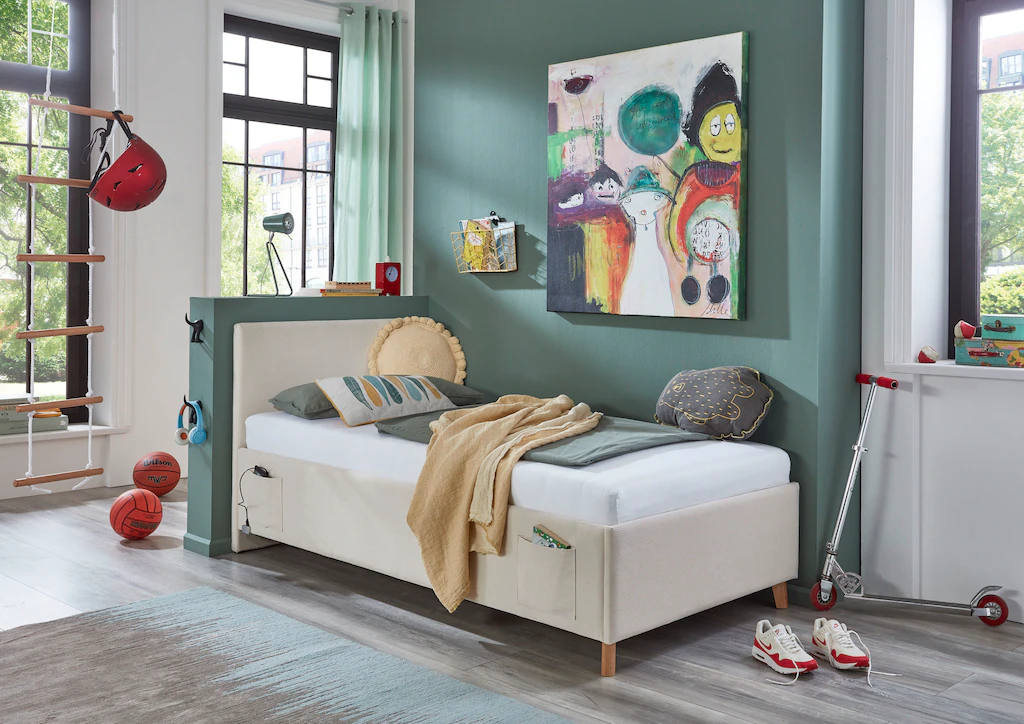 Bild von Polsterbettgestell mit USB-Anschluss ¦ beige ¦ Maße (cm): B: 150 H: 90 Betten > Einzelbetten - Möbel Kraft