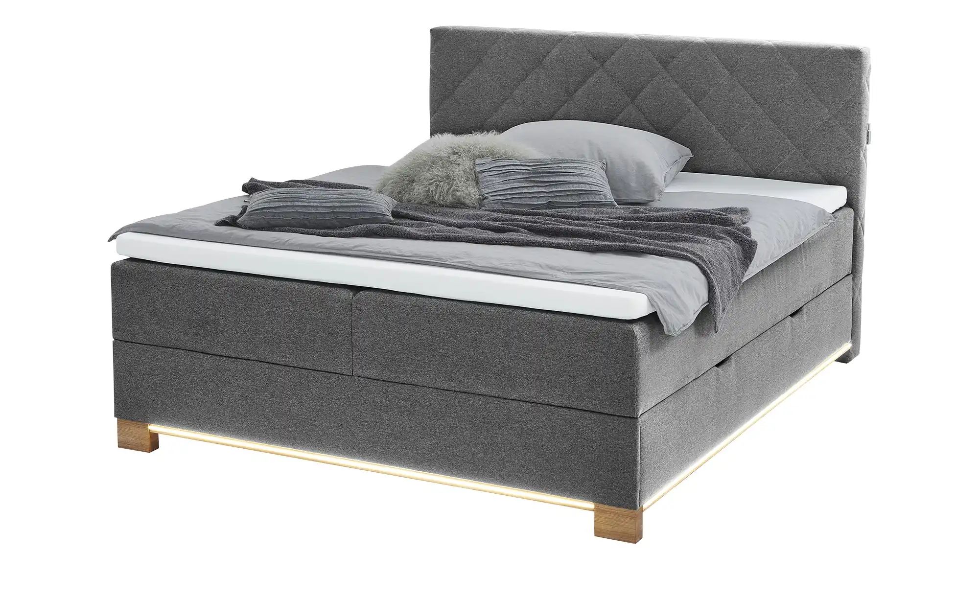 Bild von Boxspringbett USB-Anschluss & LED- Beleuchtung  Clara ¦ grau ¦ Maße (cm): B: 161 H: 119 Betten > Boxspringbetten > Boxspringbetten 160x200 - Höffner