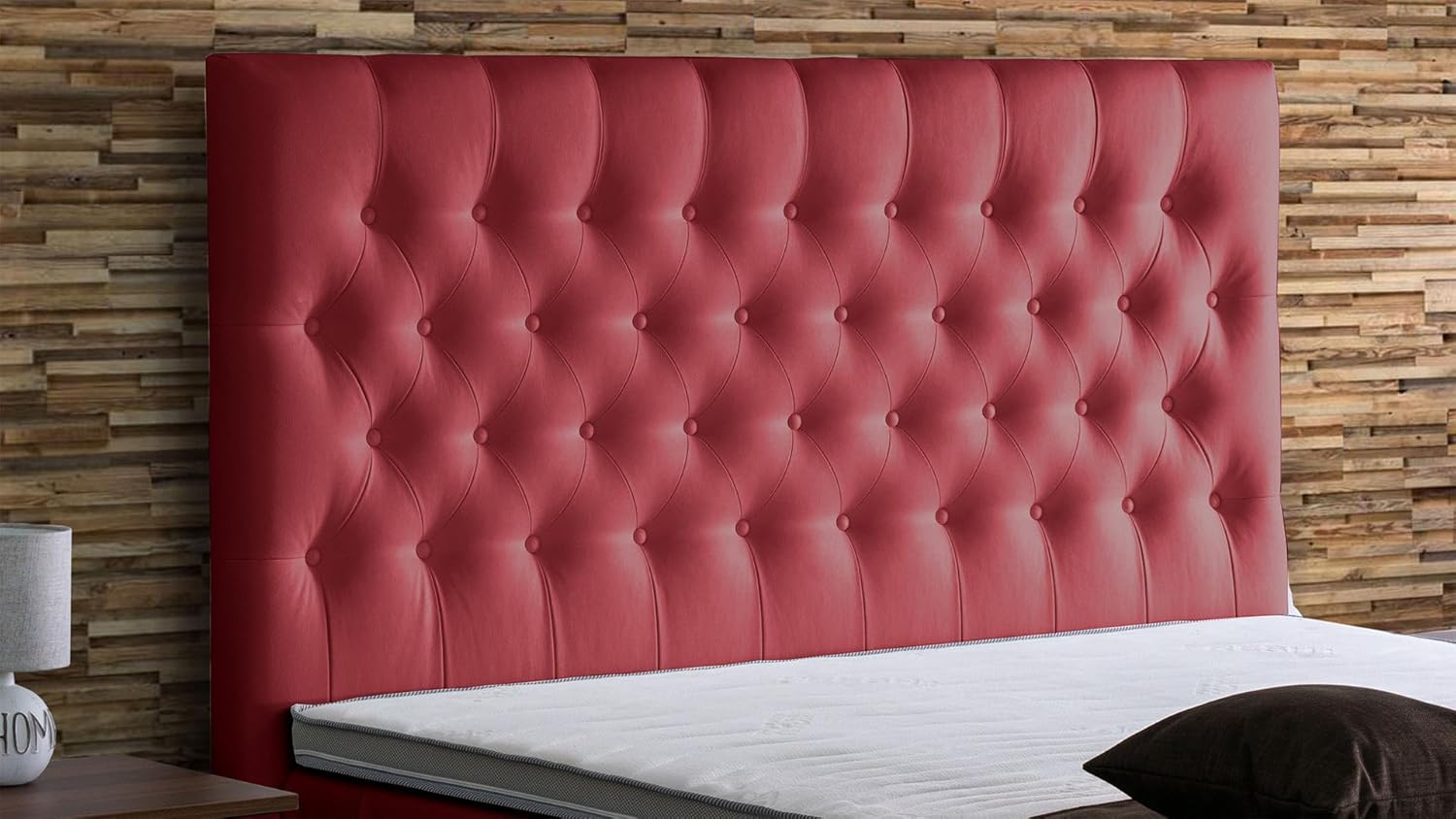 Bild von Boxspringbett Modell Tela 100 x 200, KL-Loud Red mit Fußteil, 7-Zonen Taschenfederkernmatratzen, Gelaxtopper - Inklusive Aufbau - Deutscher Hersteller