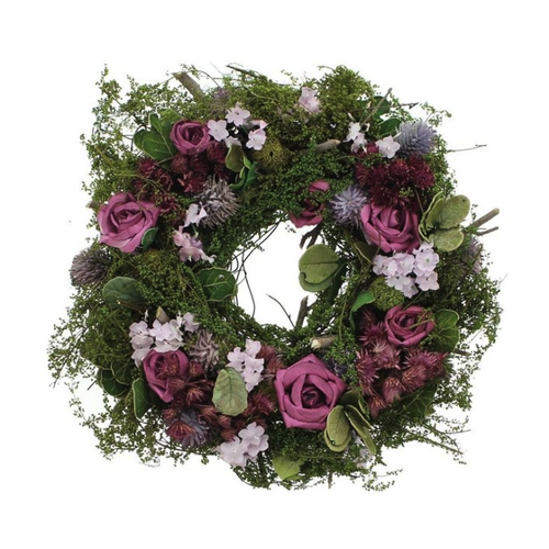Bild von Schöner Deko Kranz in Lila mit Rosen für Ihr Zuhause