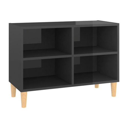 Bild von Furnicato TV-Schrank mit Massivholz-Beinen in Hochglanz-Grau