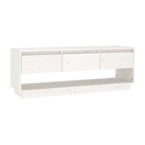 Bild von furnicato TV-Schrank Weiß 110,5x34x40 cm Massivholz Kiefer