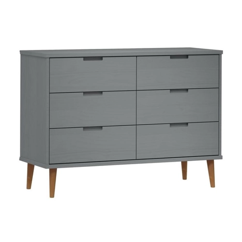 Bild von furnicato Kommode Schubladenschrank MOLDE Grau 113x40x80 cm Massivholz Kiefer