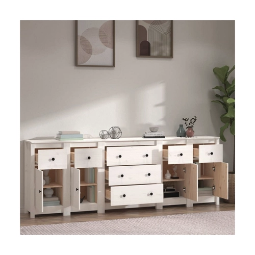 Bild von Furnicato Sideboard Weiß 230x35x80 cm aus massivem Kiefernholz