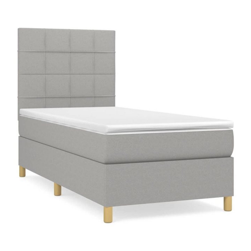 Bild von Furnicato Bett Boxspringbett mit Matratze Hellgrau 90x200 cm Stoff