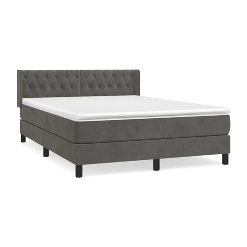 Bild von Furnicato Boxspringbett mit Matratze Dunkelgrau 140x200 cm Samt