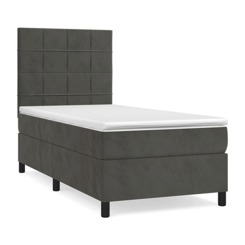 Bild von Furnicato Bett Boxspringbett mit Matratze Dunkelgrau 90x190 cm Samt