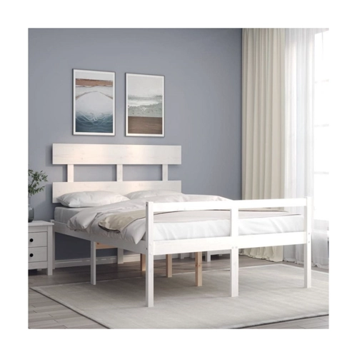 Bild von Furnicato Bett Seniorenbett mit Kopfteil 140x200 cm Weiß Massivholz