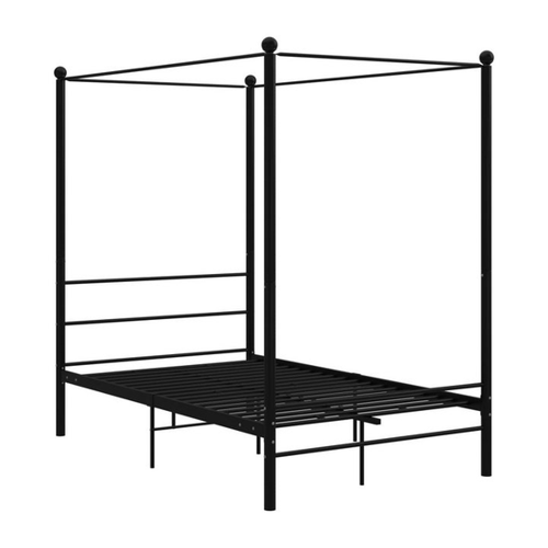 Bild von Furnicato Bettgestell Himmelbett Schwarz Metall 140x200 cm
