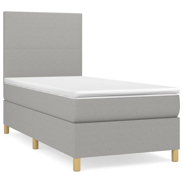 Bild von furnicato Bett Boxspringbett mit Matratze Hellgrau 80x200 cm Stoff (1-tlg)