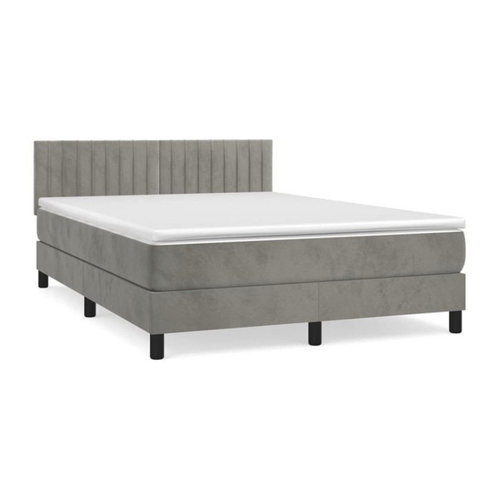 Bild von furnicato Bett Boxspringbett mit Matratze Hellgrau 140x200 cm Samt (1-tlg)