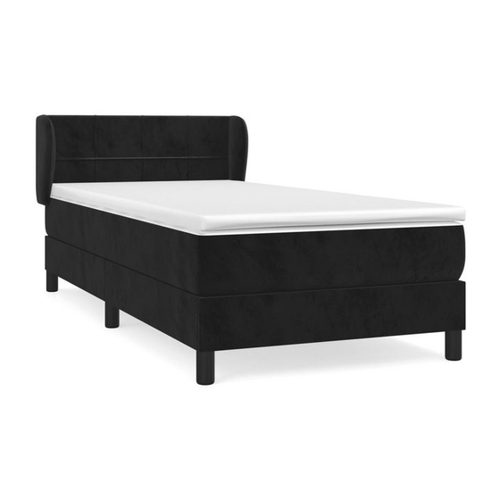 Bild von Furnicato Bett Boxspringbett mit Matratze Schwarz 90x190 cm Samt