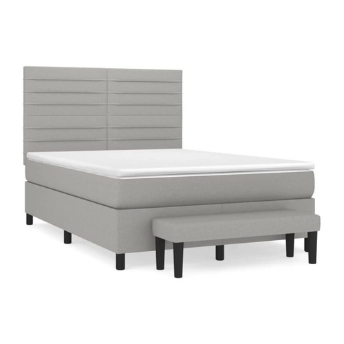 Bild von Furnicato Boxspringbett mit Matratze Hellgrau 140x190 cm