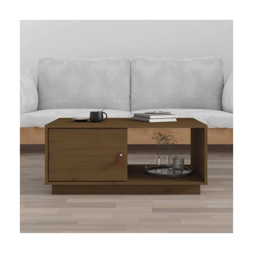 Bild von Furnicato Couchtisch Honigbraun 80x50x35,5 cm – Massivholz Kiefer