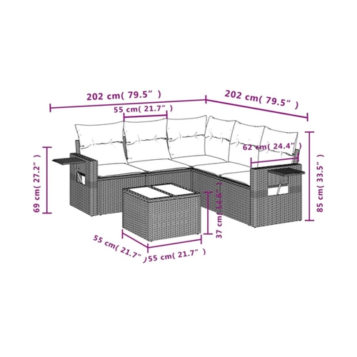 Bild von Furnicato Garten-Sofagarnitur 6-tlg. Schwarz