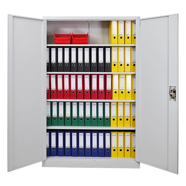 Bild von PROREGAL® Mehrzweckschrank Flügeltürenschrank ELEPHANT HxBxT 185x120x40cm, 4 Fachböden, Lichtgrau