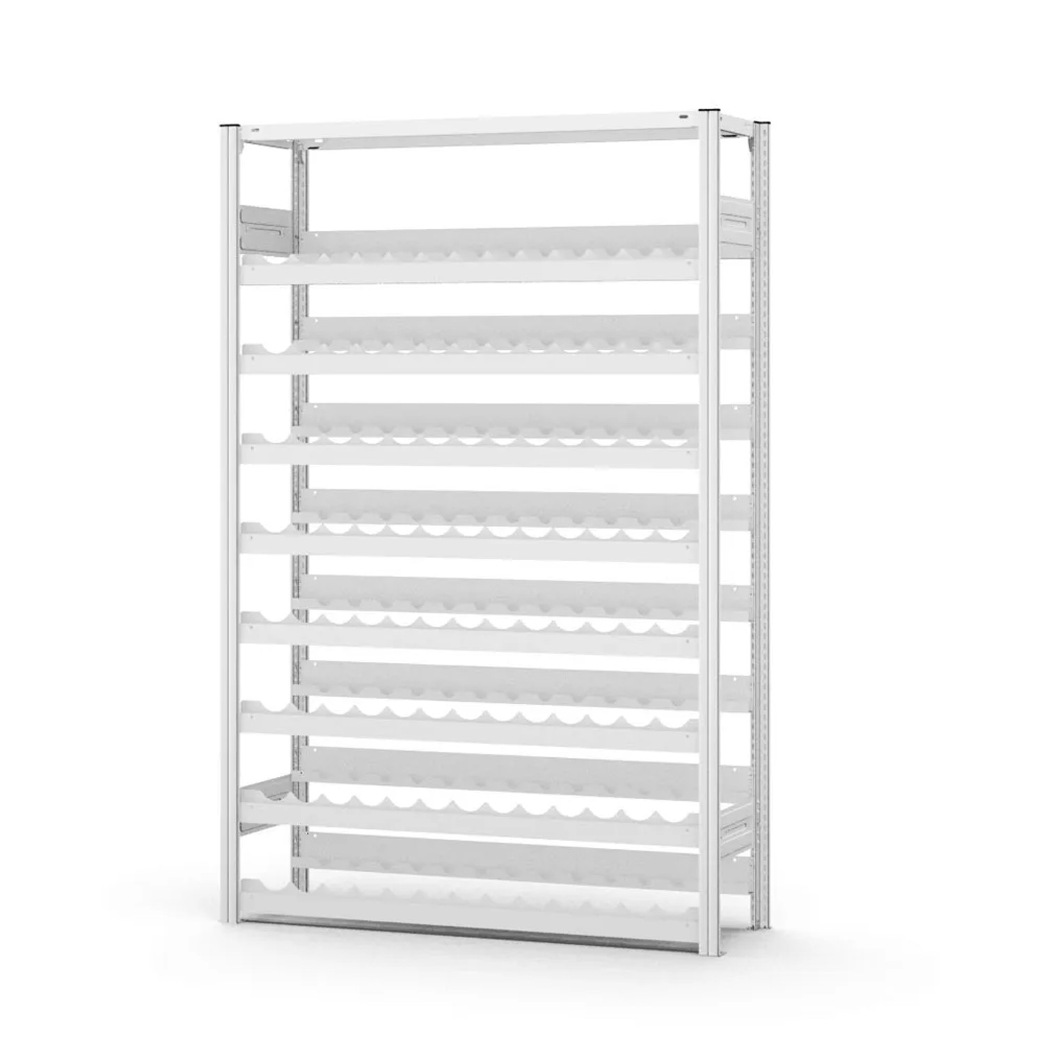 Bild von PROREGAL Weinregal Stecksystem T-Profil Grundregal HxBxT 200 x 130 x 30 cm Fachlast 35 kg 8 Ebenen Für 200 Flaschen Lichtgrau
