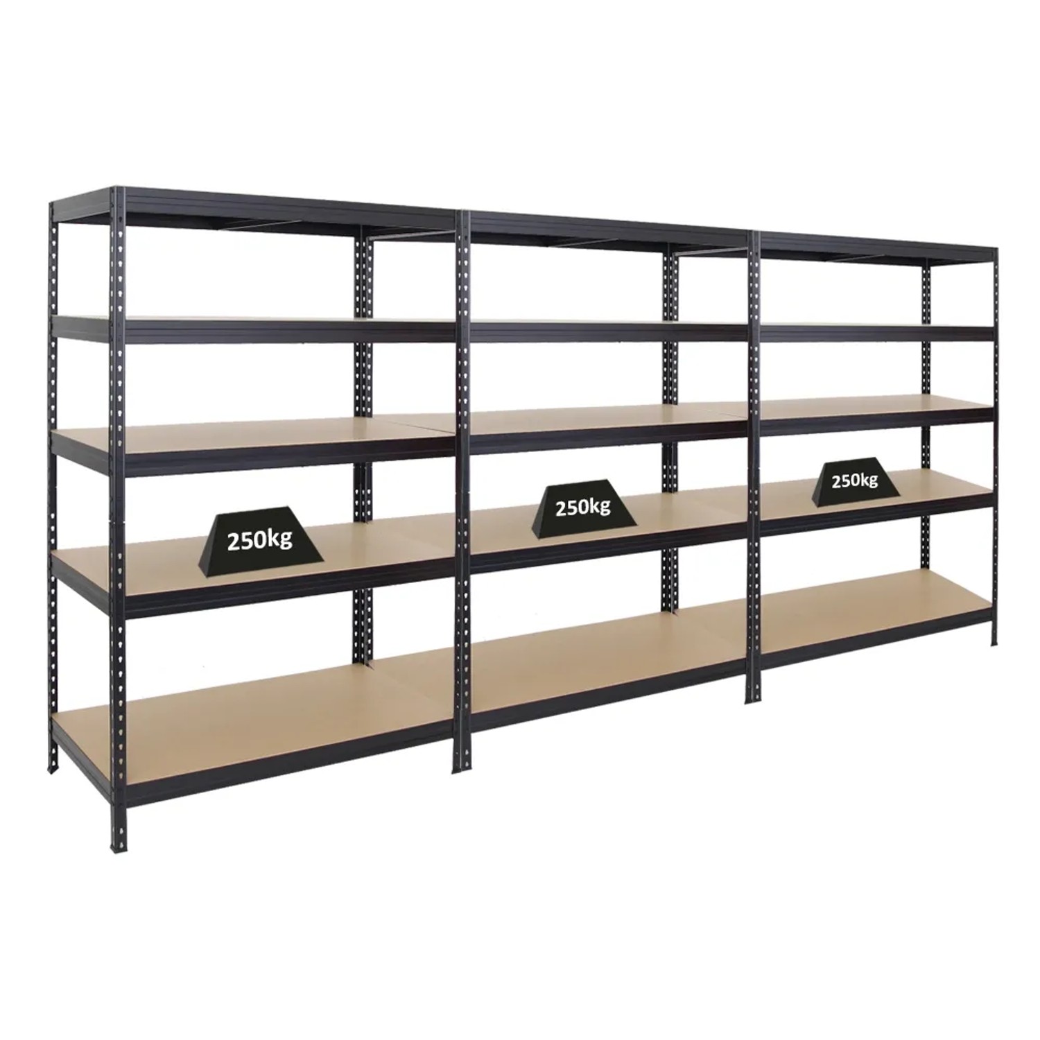 Bild von PROREGAL Mega Deal 3x Schwerlastregal Rivet HxBxT 180 x 120 x 60 cm Fachlast 250 kg Schwarz