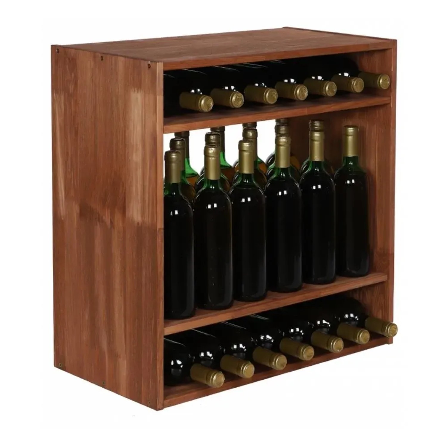 Bild von PROREGAL Modulares Weinregal Vincellar Mod HxBxT 60 x 60 x 30 cm Standflaschen Modul Für 32 Flaschen Massives Kiefernholz Braun Geölt