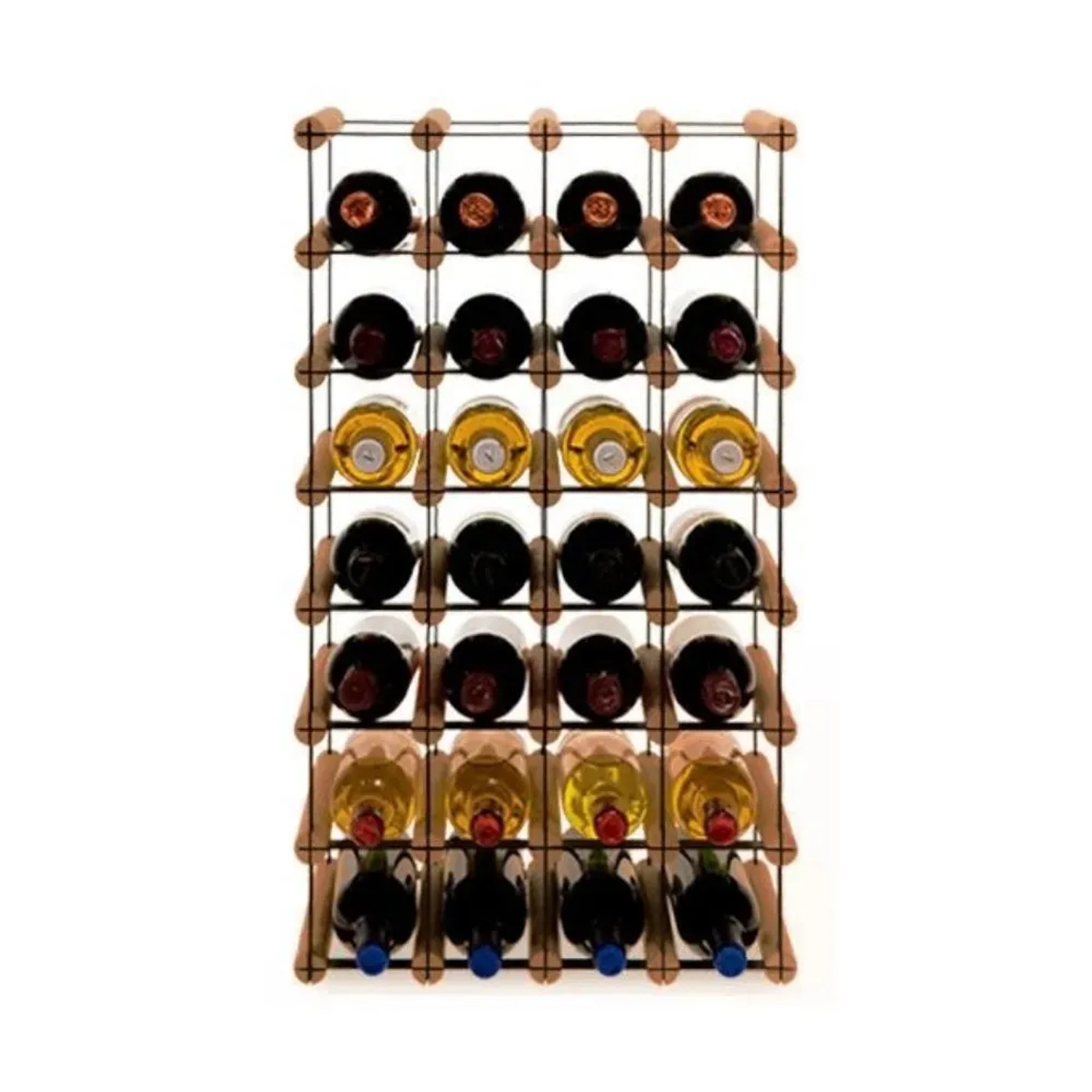 Bild von PROREGAL Modulares Weinregal Vinotega Mod Metal HxBxT 72,5 x 42,5 x 24,5 cm 4 x 7 Flaschen Massives Kiefernholz Braun Geölt