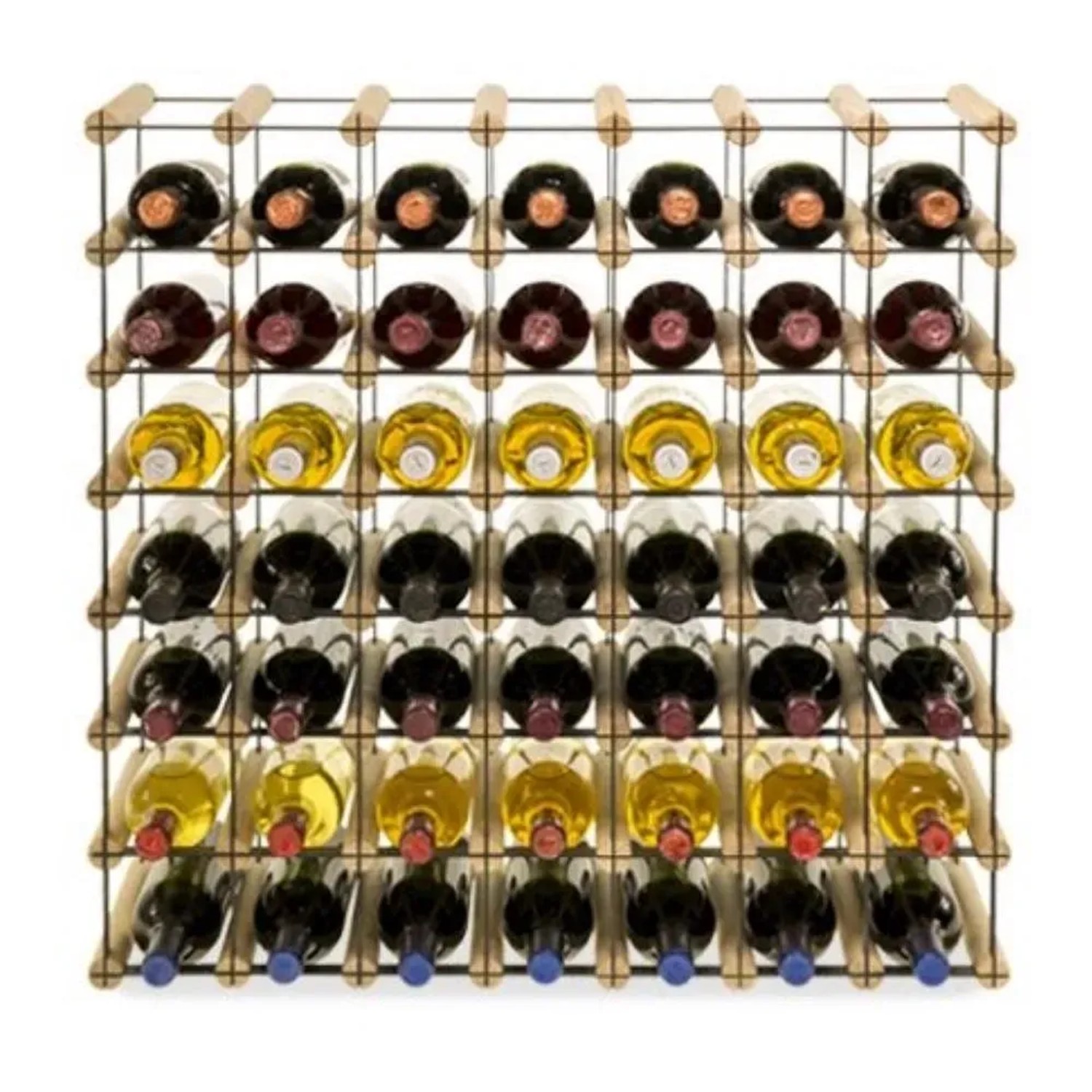 Bild von PROREGAL Modulares Weinregal Vinotega Mod Metal HxBxT 72,5 x 72,5 x 24,5 cm 7 x 7 Flaschen Massives Kiefernholz Natur
