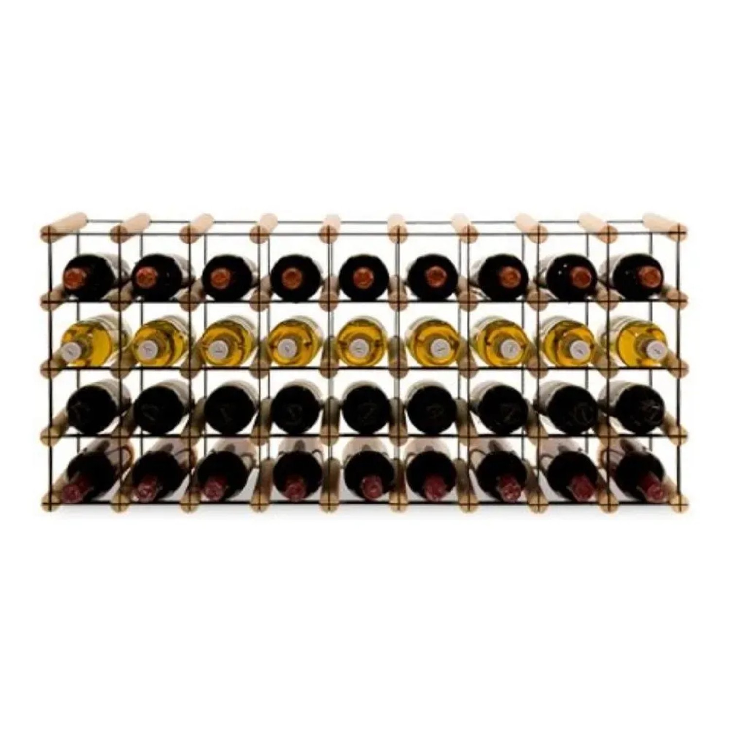 Bild von PROREGAL Modulares Weinregal Vinotega Mod Metal HxBxT 42,5 x 92,5 x 24,5 cm 9 x 4 Flaschen Massives Kiefernholz Natur
