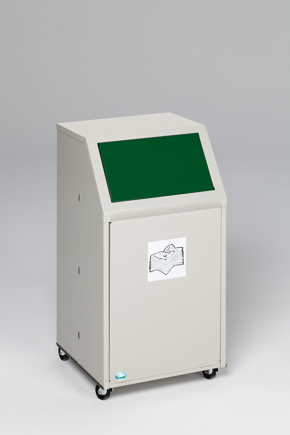 Bild von PROREGAL Robuster Wertstoffsammler | für Glas | Fahrbar | 39 Liter, HxBxT 80x45,5x45,5cm | Verzinkter Stahl | Grün | Mülleimer Abfalleimer