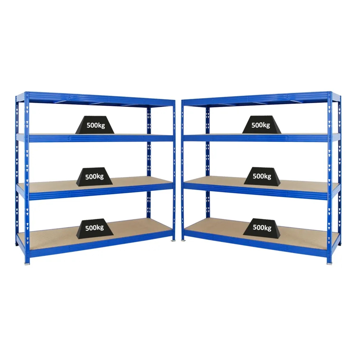 Bild von PROREGAL Mega Deal 5x Profi Schwerlastregal Rhino HxBxT 180 x 160 x 60 cm 4 Melamin-Ebenen 16mm Fachlast 500 kg Blau