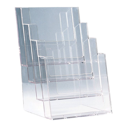 Bild von König Werbeanlagen Hinweisschild Tischprospekthalter, 4 Fächer, glasklar, stabiles Polystyrol, DIN A5