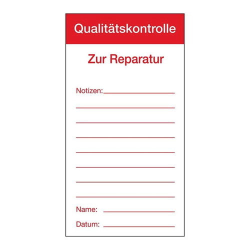 Bild von König Werbeanlagen Hinweisschild Qualitätsaufkleber QK-Zur Reparatur, Papier, 80x150mm, 100/Block