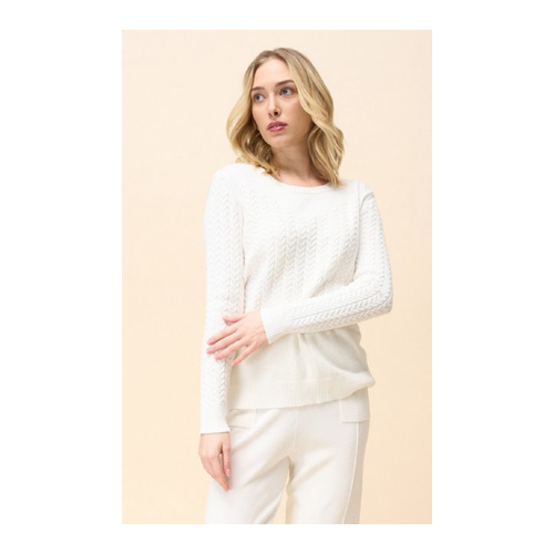 Bild von Passioni Strickpullover Basic Rundhalspullover mit Zopfmuster