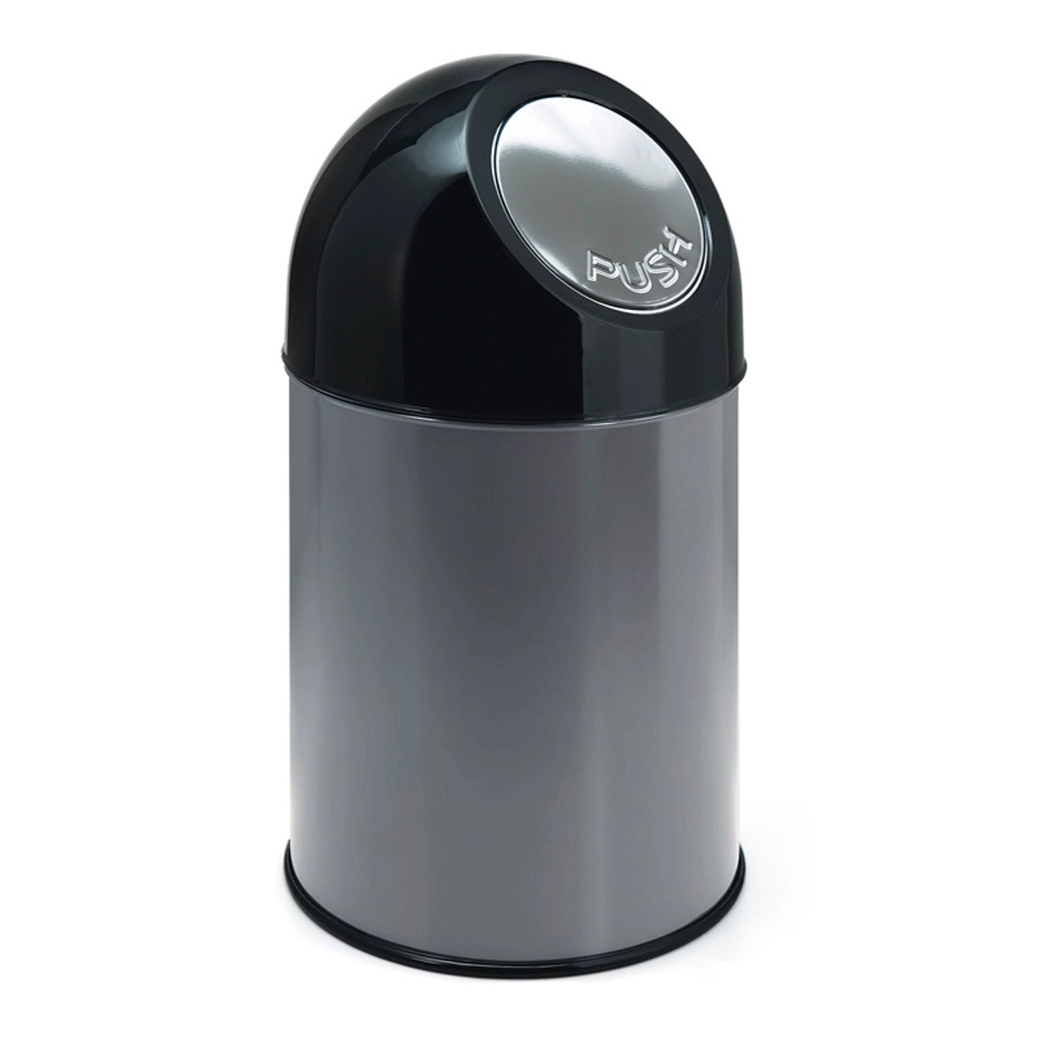 Bild von PROREGAL Klassischer Abfallbehälter Mit Pushdeckel 30 Liter HxBxT 56 x 31 x 31 cm Metall Metallik Grau